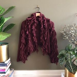 ASOS Burgundy Open Cropped Cardigan Knit